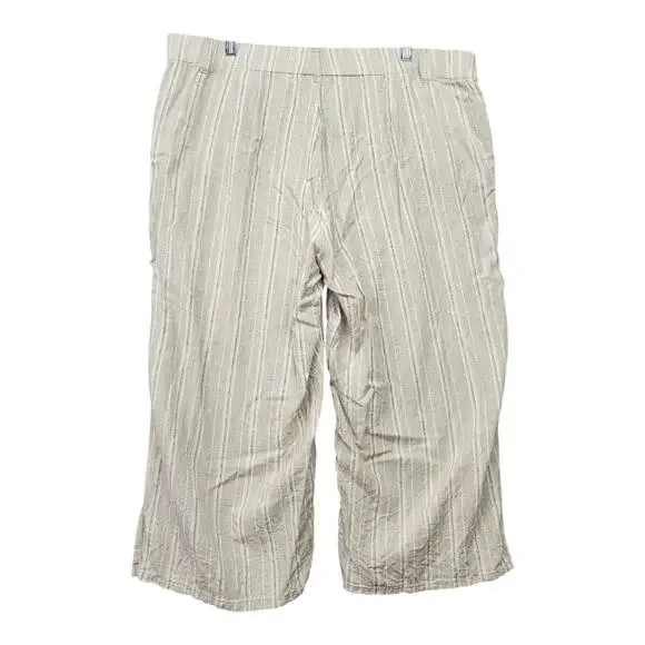 J Jill Capri Pants Womens 2X Beige Tan Striped Linen Blend Pull On Cropped Coast - Picture 3 of 11